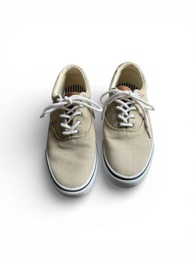 Men's Canvas Lace-Up Sneakers in Beige